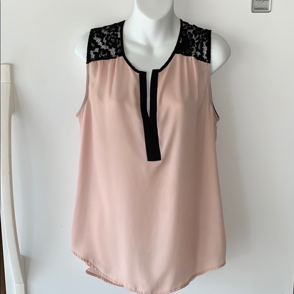 Blush Pink & Black Blouse
